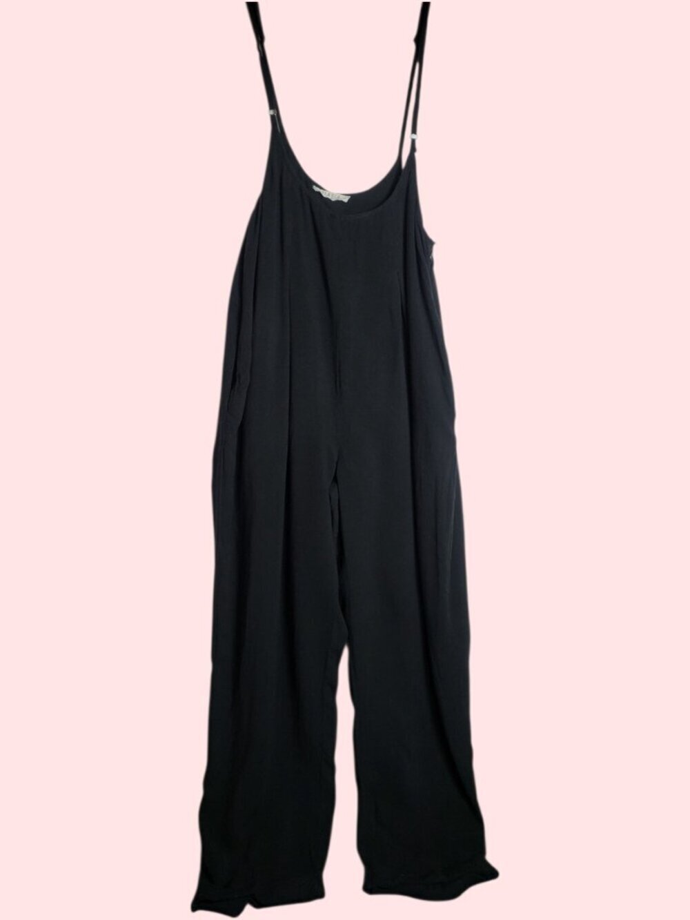 Illa Ila Wide-Leg Adjustable Strap Jumpsuit Women’s Side Pockets Black Medium - Picture 13 of 13